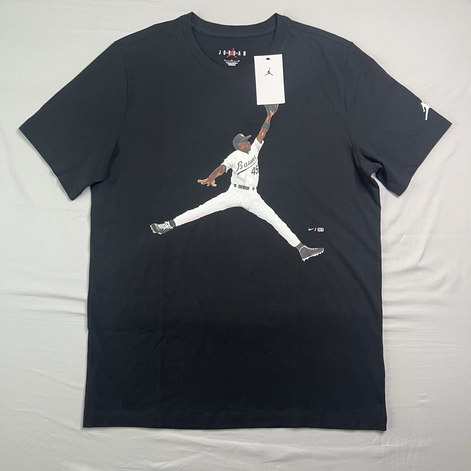 Nike Air Jordan T Shirt Mens Large Black Flight MVP Jumpman Birmingham Barons