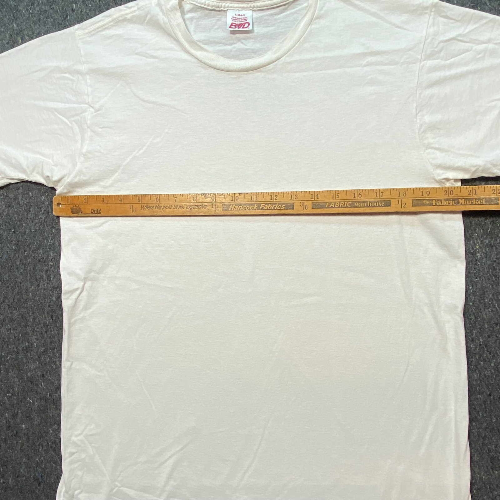 BVD T Shirt L 42-44 Mens White Skater Single Stitch Combed Cotton Blank Tee