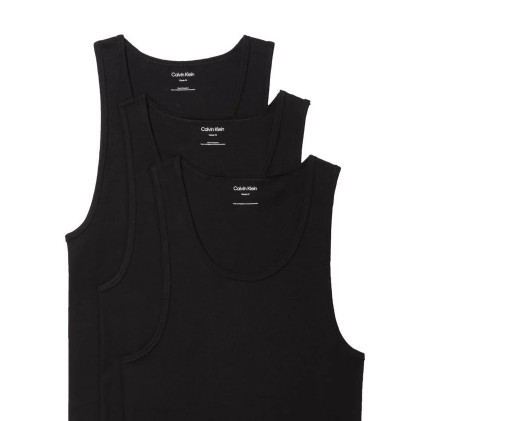 3 PACK CALVIN KLEIN SIZE MEDIUM BLACK RIBBED COTON TANKS T-SHIRTS UNDERSHIRTS