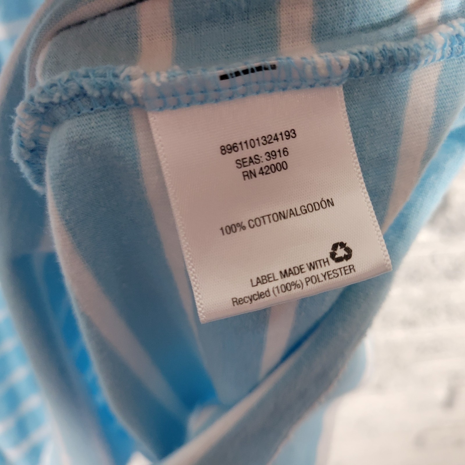 Basic Editions Men’s 4XL Blue White Striped T-Shirt Crew Neck Cotton Big & Tall