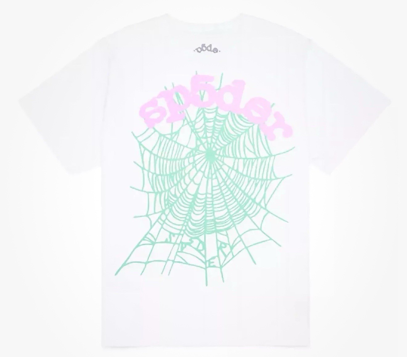 OG Web Sp5der Size 2XL White Graphic Short Sleeve Shirt PINK AND GREEN NEW