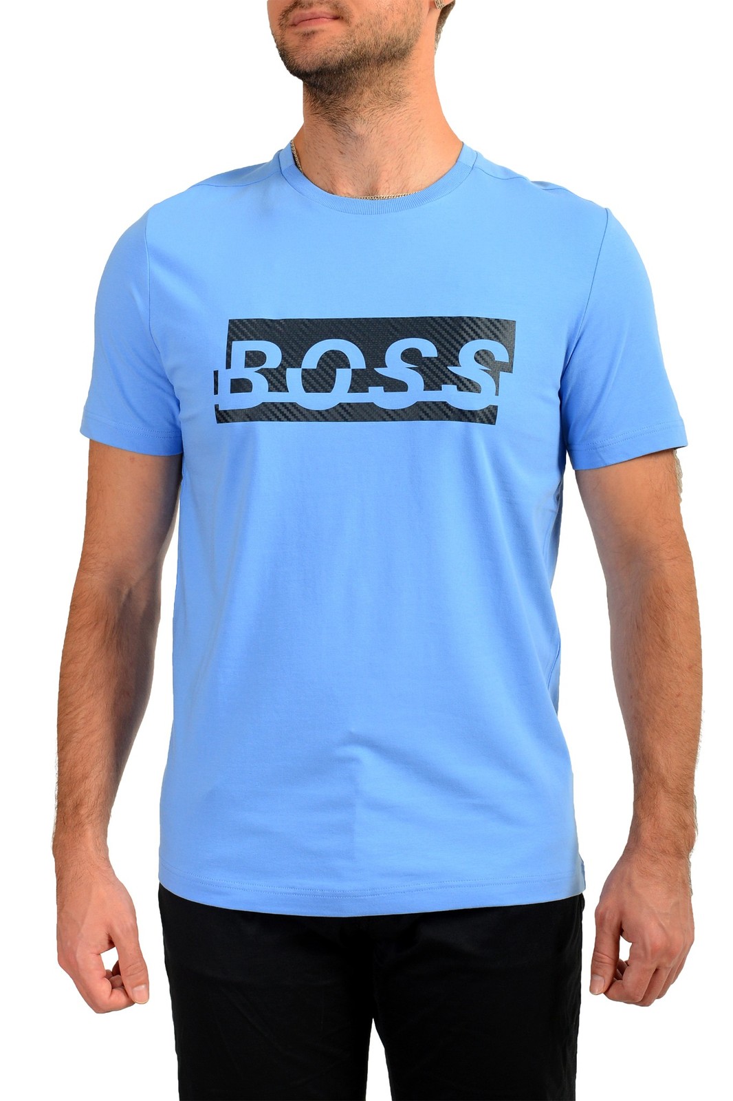 Hugo Boss Men’s “Tee 4_99” Blue Logo Print Short Sleeve T-Shirt US 2XL IT 56