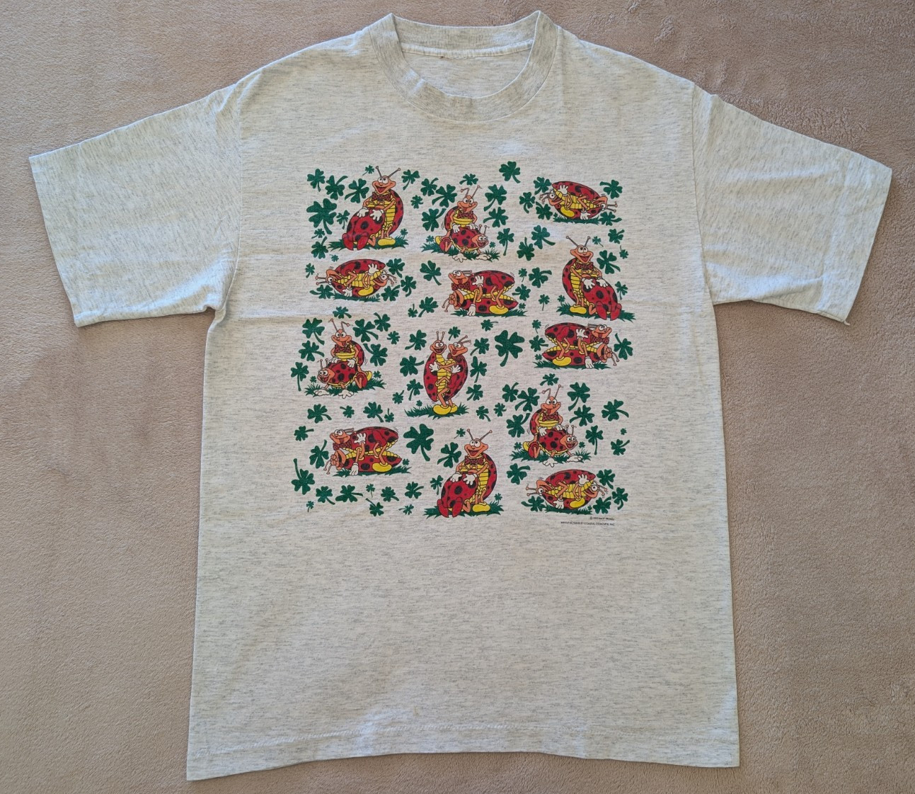 Vintage 1993 Risque Funny Ladybug Positions Four Leaf Clovers Shirt Coast Trends