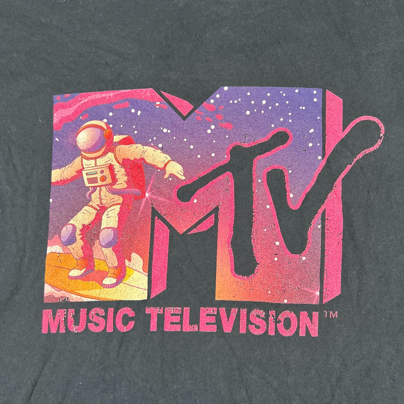 Port & Company Mtv Music Television T Shirt Men XL Black Cotton Logo Print Retro