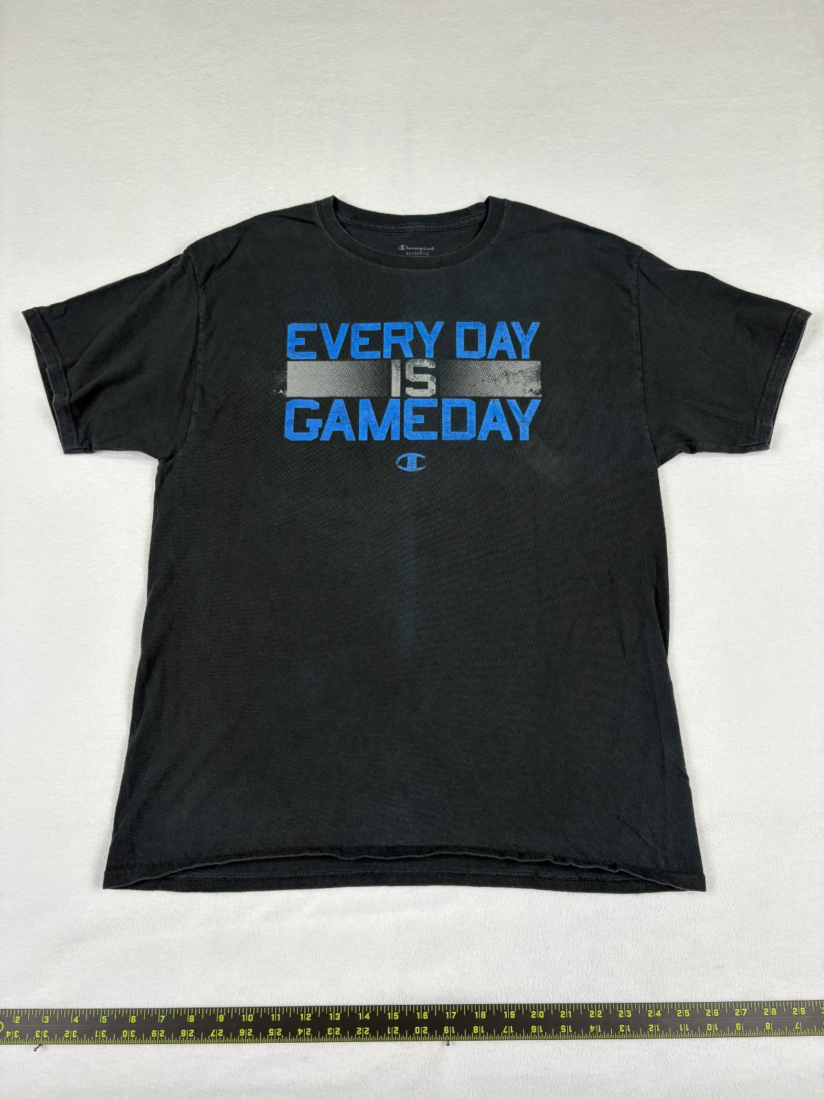 AUTHENTIC CHAMPION T SHIRT L LARGE MENS BLACK EVERYDAY IS GAME DAY SPORTS LOGO