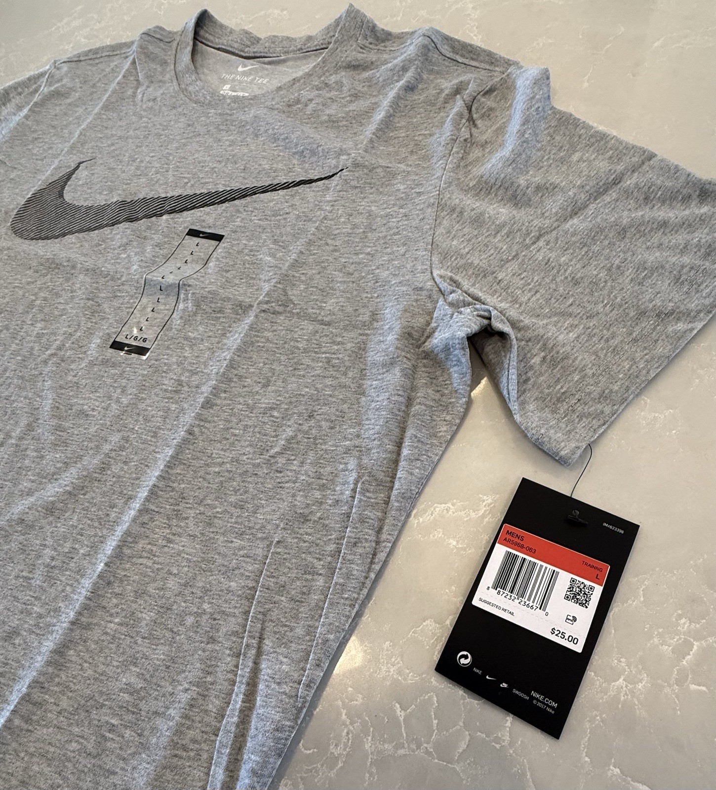 Nike Mens Dri-Fit Training T-Shirt ~ White & Grey ~ Choose Size S, M, L, XL