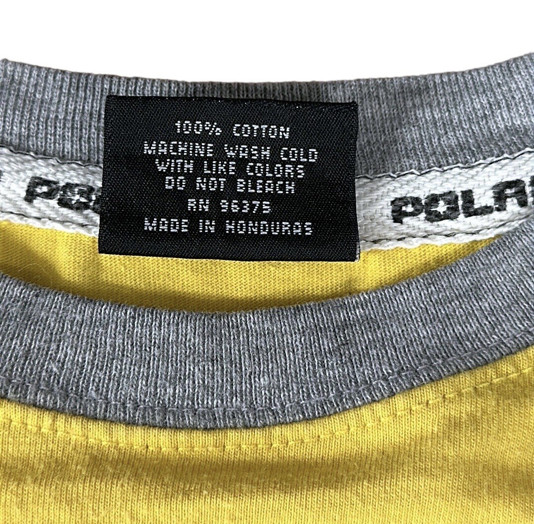 Vintage Authentic Pure Polaris Team Wear Yellow Gray Raglan Short Sleeve Shirt L
