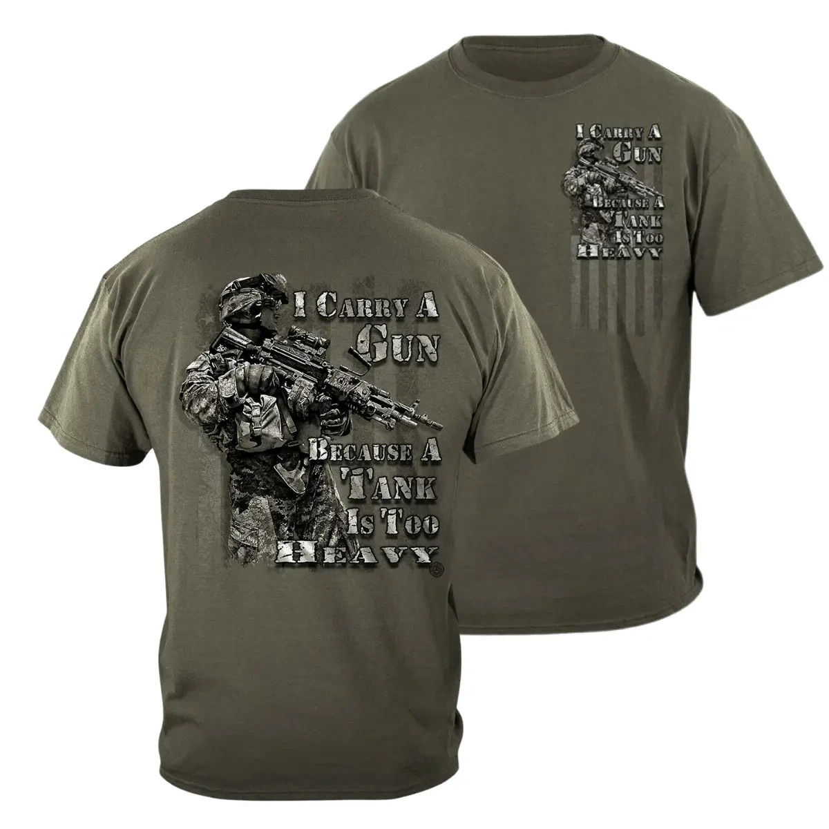 I Carry A Gun Shirt, Funny Military Soldier Graphic Tee, Soft Cotton Blend Shirt