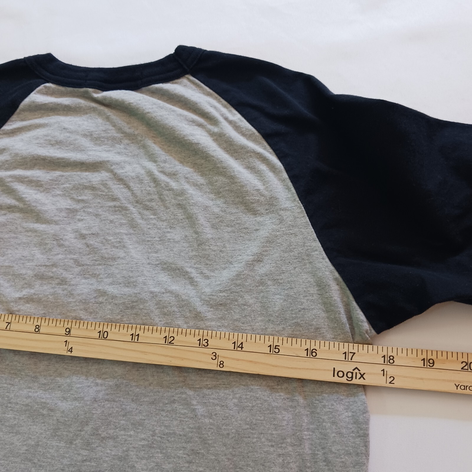 Sport-Tek 3/4 Sleeve Men’s Gray & Blue Cotton Reglan T-Shirt Size XS RN#90836