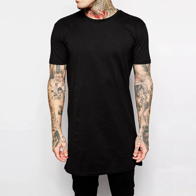 2026 Brand Men’s Cotton Clothing White Long T Shirt Hip Hop Men T-Shirt Extra