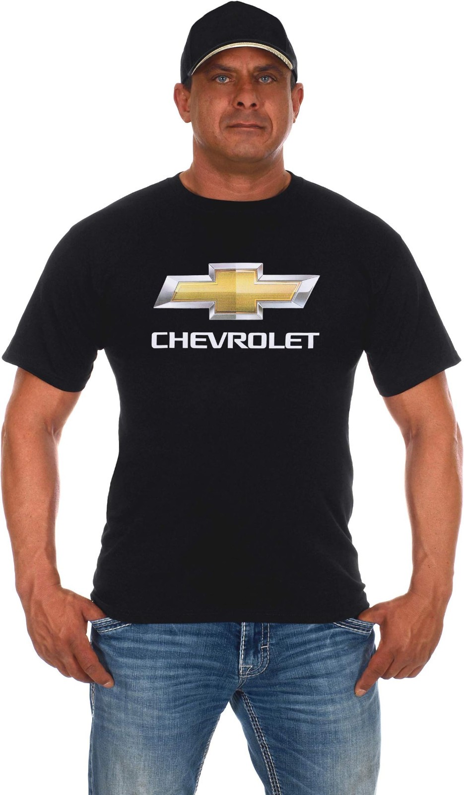JH Design Men’s Chevy Bow Tie Black Crew Neck T-Shirt