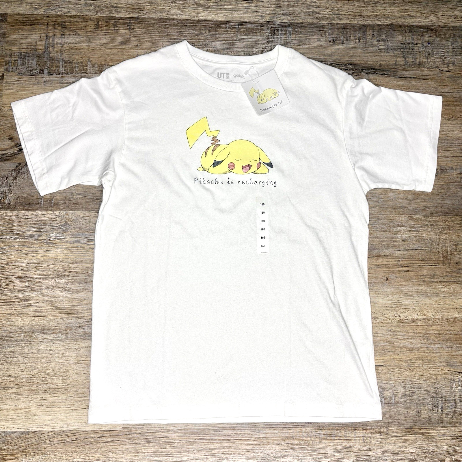 UNIQLO Pikachu Is Recharging Pokemon Shirt 160 UT White Official