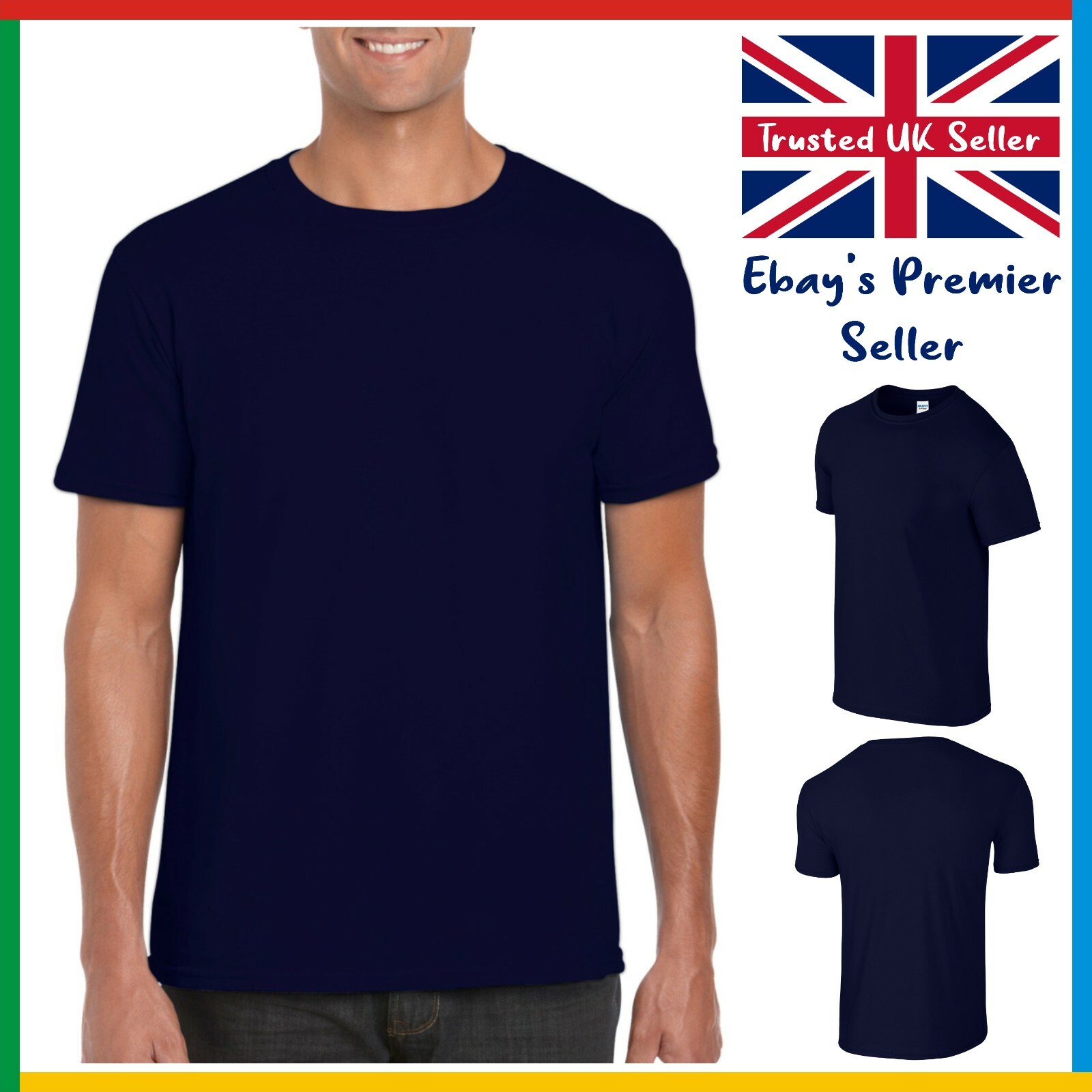 NAVY Gildan Softstyle Ringspun T-Shirt * Mens Plain Tee * Blank GD01 * Shirt