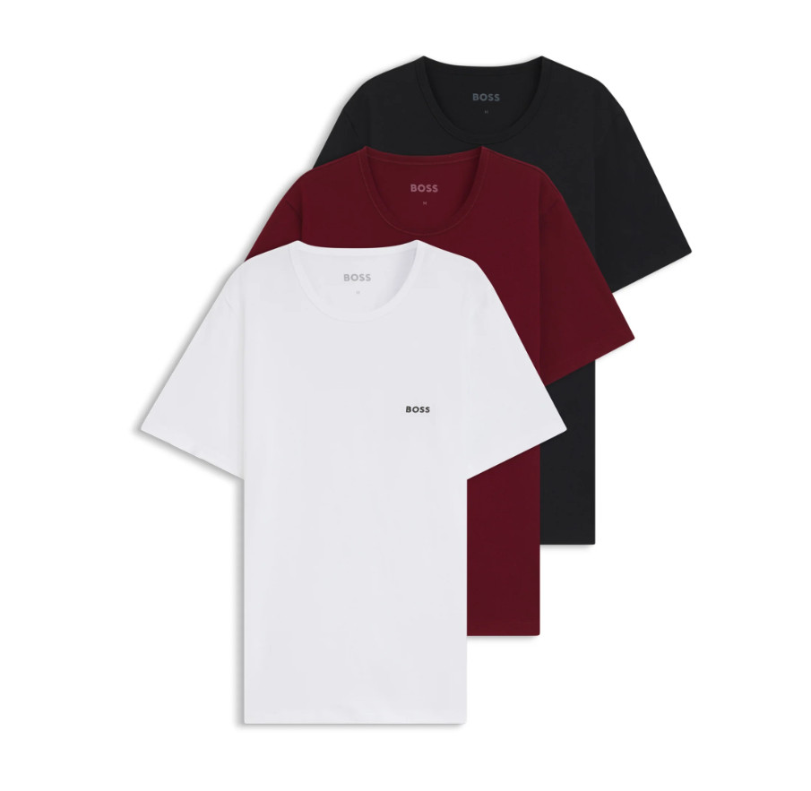 T-Shirts BOSS Mens Multicoloured 3 Pack Short Sleeve With Logo – Size XL