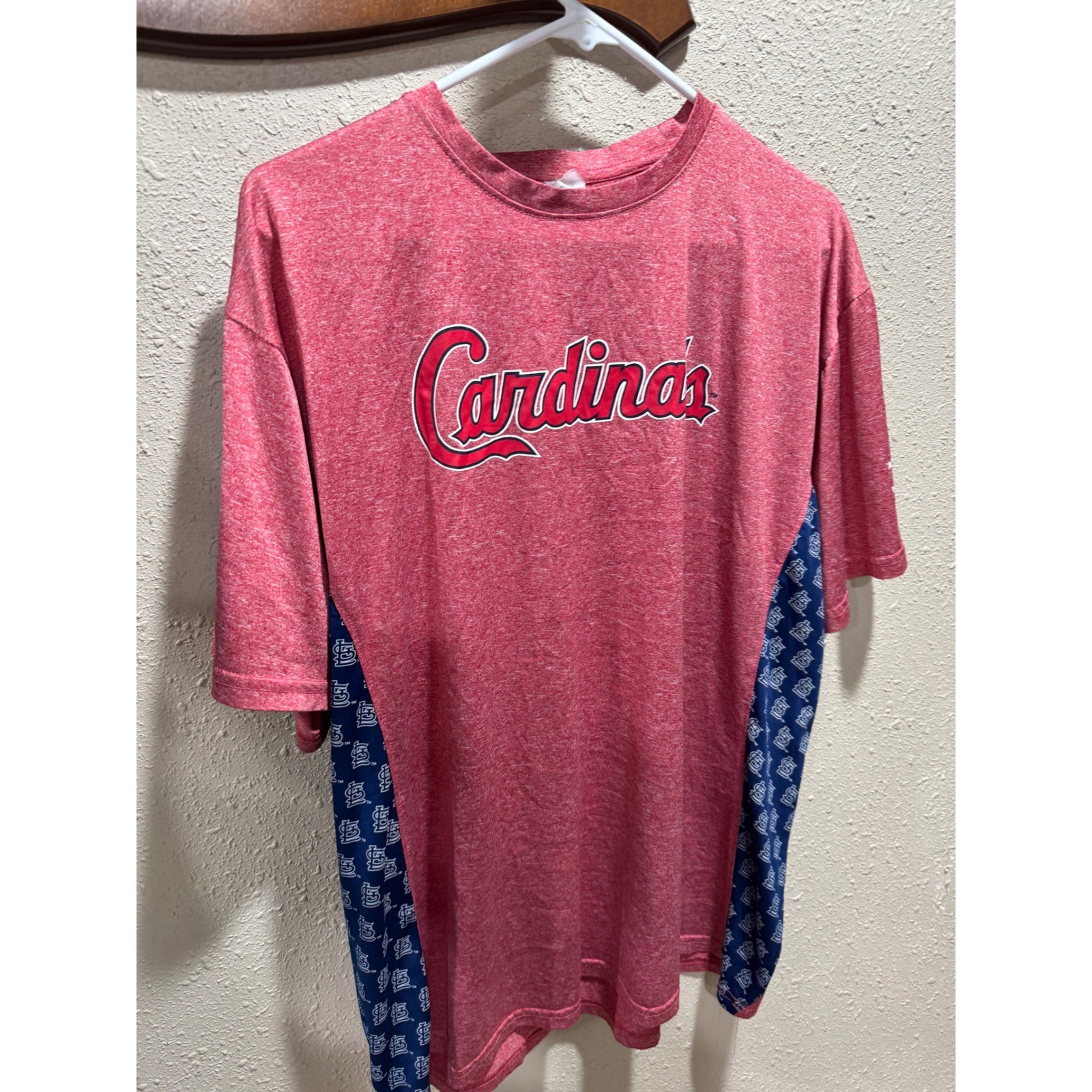 St Louis Cardinals MLB T-Shirt Mens Red Blue Side Panel Apple Vacations Promo L
