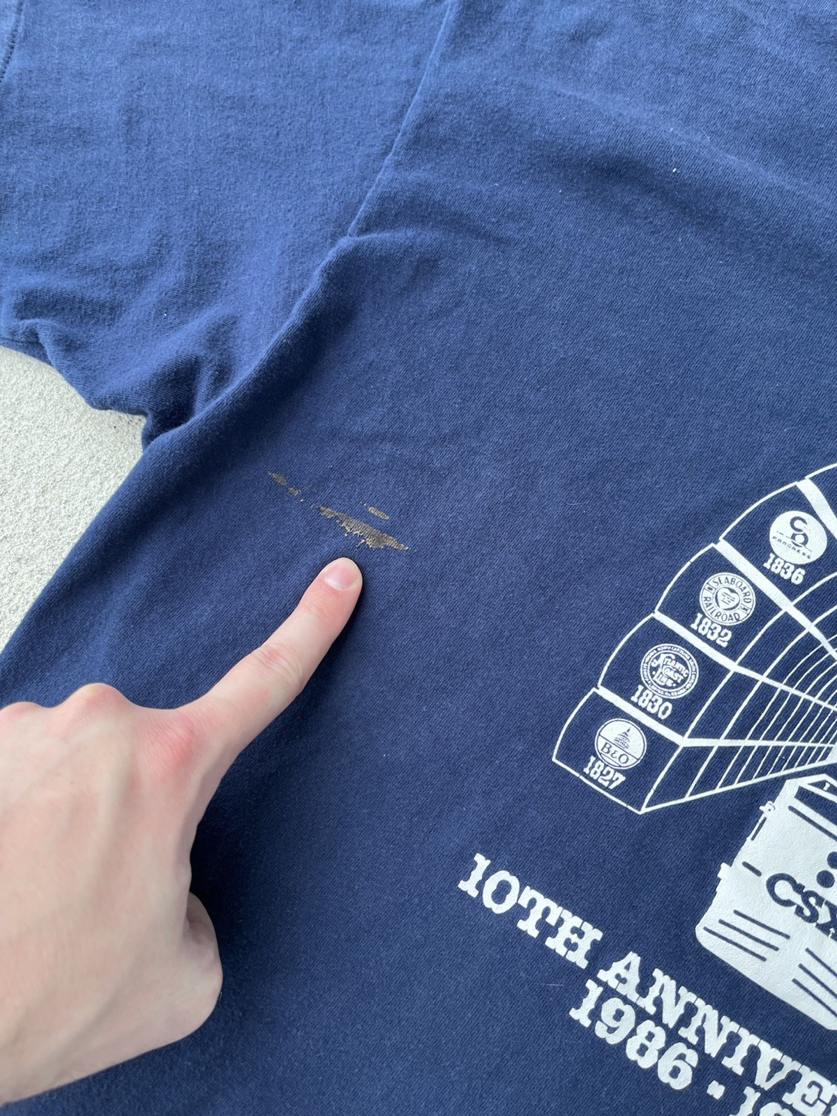 Vintage CSX 10 Year Anniversary T-Shirt Trains Railroad XL 90’s 1996 Stained
