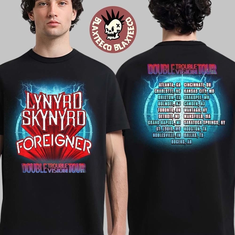 Foreigner X Lynyrd Skynyrd Double Trouble Vision Tour 2026 T Shirt