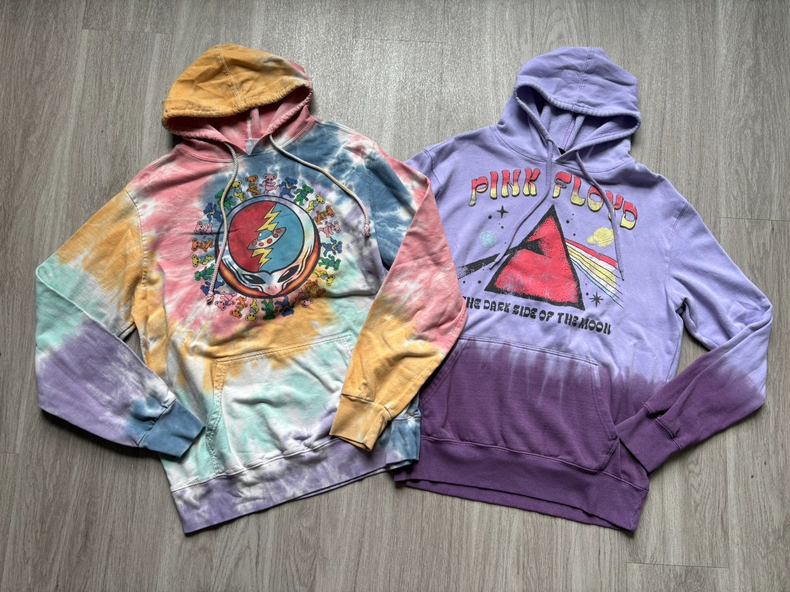 2 Classic Rock Hoodies Sweatshirts MEDIUM Pink Floyd Grateful Dead