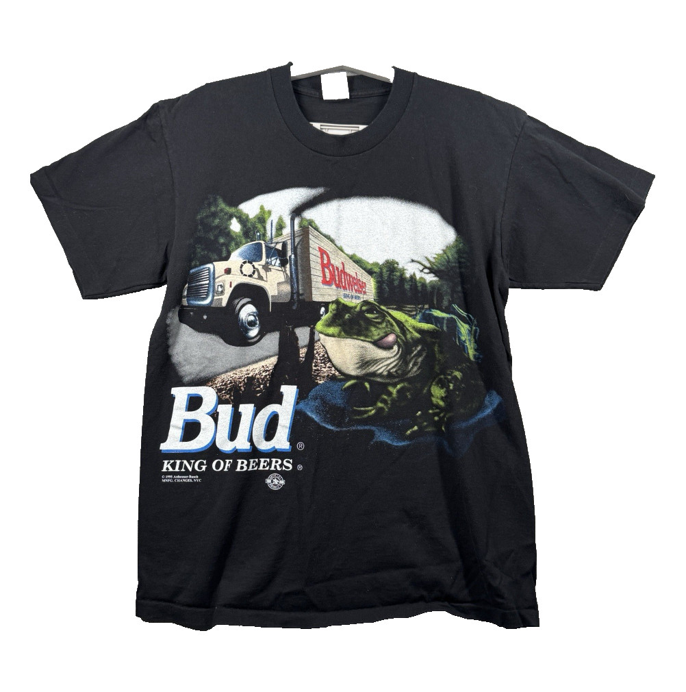 Budweiser Shirt Frogs Unisex Large Double Graphic Breweriana 1995 90s Vintage