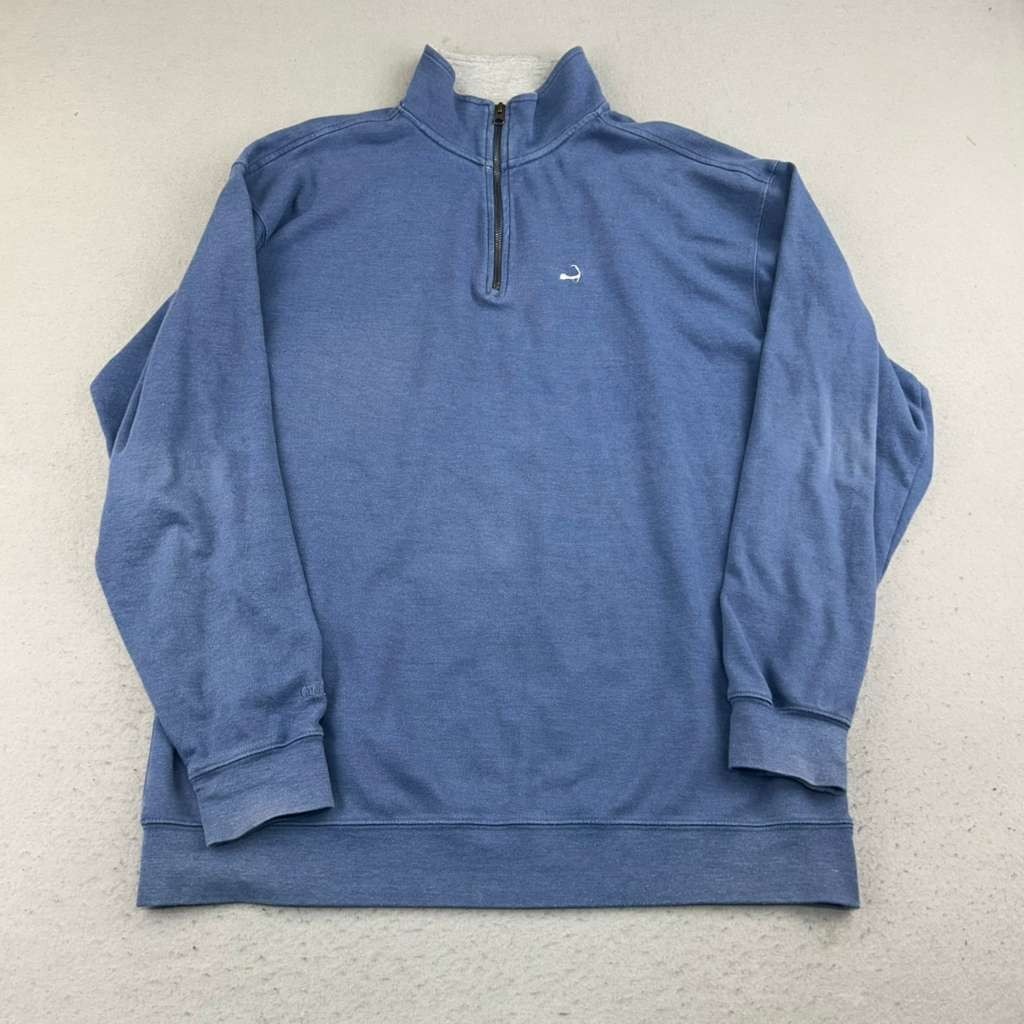 Cuffys Sweatshirt Mens XL Blue Knit Long Sleeves 1/4 Zip Pullover