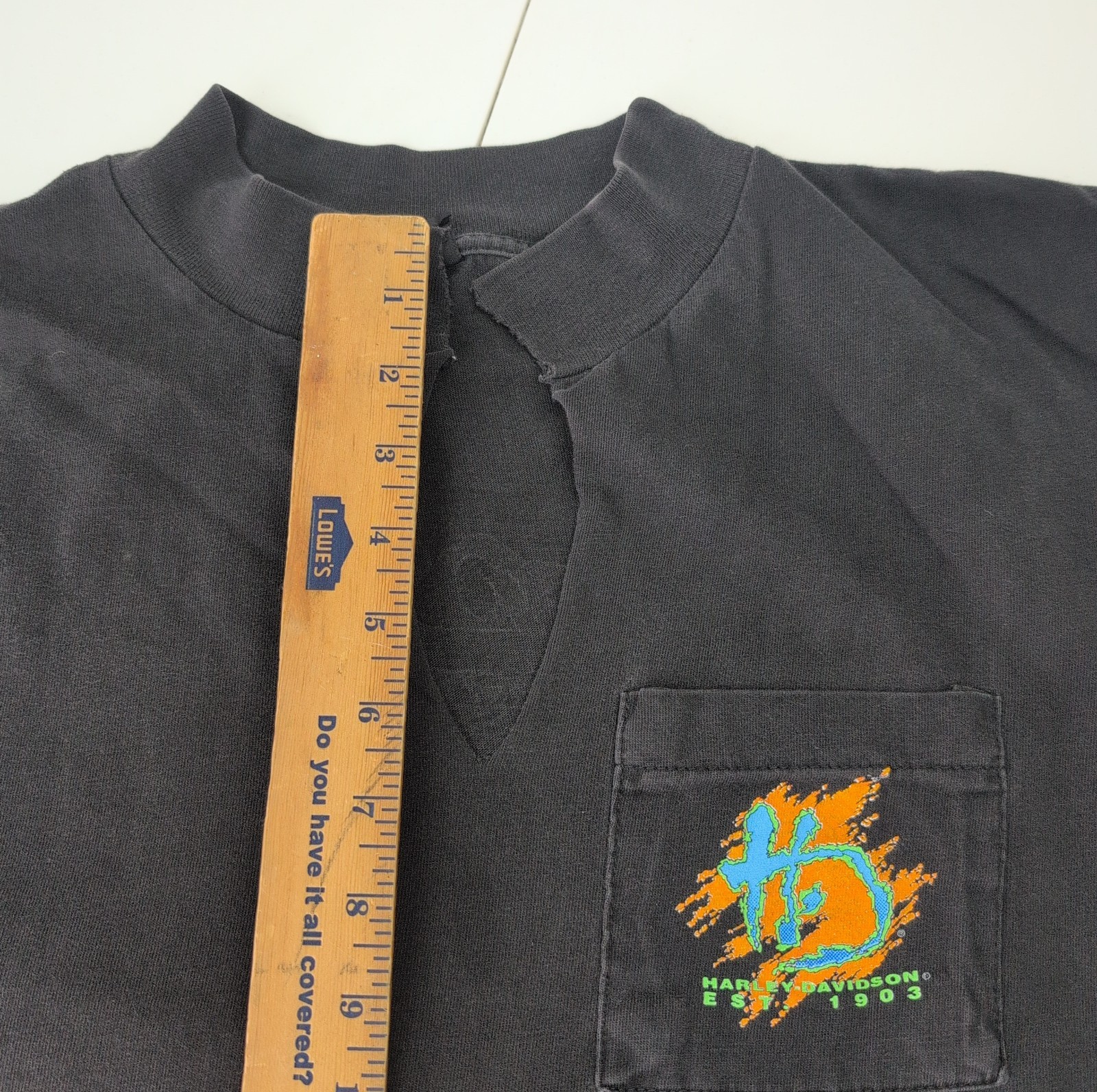 VTG Harley Davidson Streak Lightning Fun Wear Black Long Sleeve Custom Cutoff