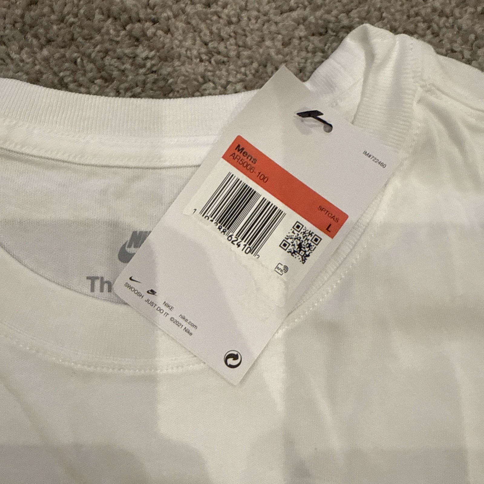 Nike Just Do It Swoosh Tee Men’s Size Large AR5006-100