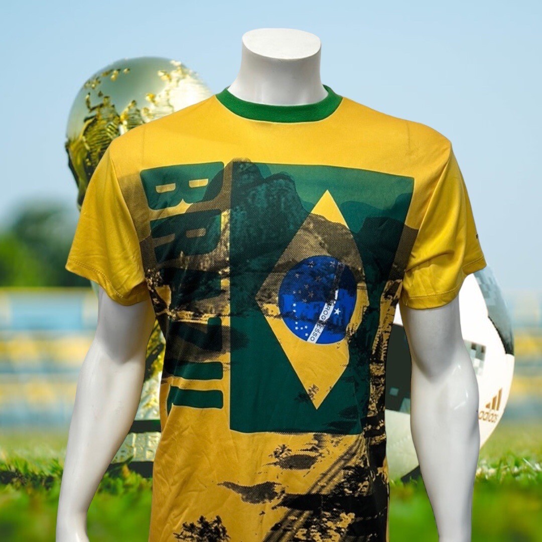 2014 FIFA World Cup Official License Yellow Green Brazil Brasil Neymar Shirt MD