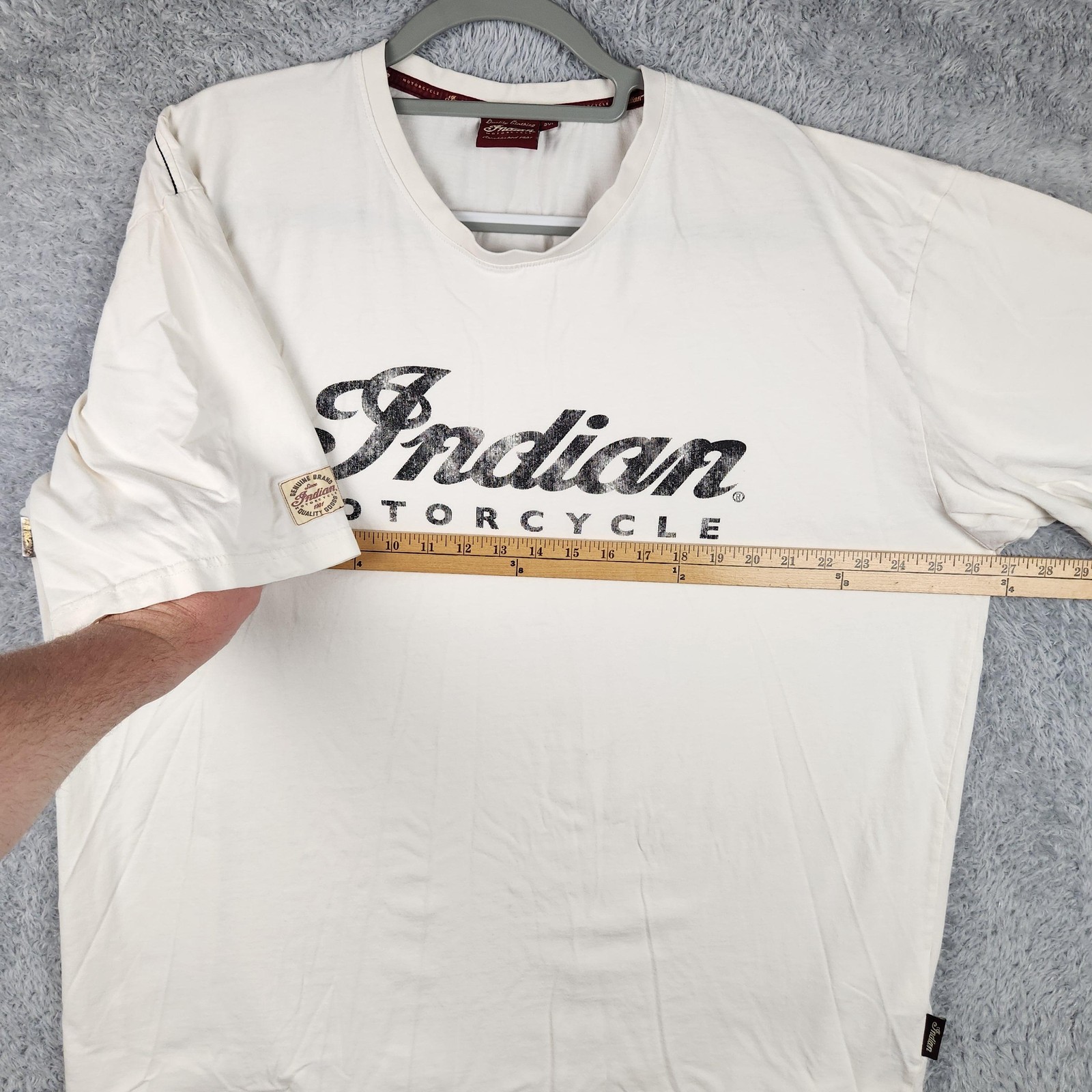 Indian Motorcycle Shirt Mens 2XL White Logo Graphic Pima Cotton Biker Tee Retro