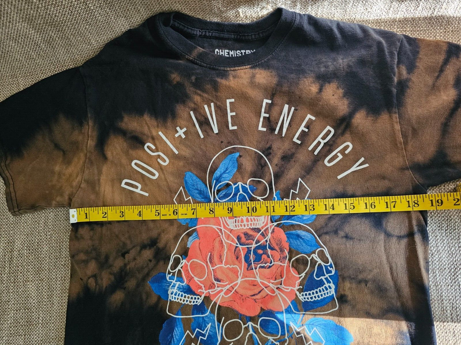 Positive Energy The Time Is Now Bleached Design w/ Skull Sz Medium by Chemistry