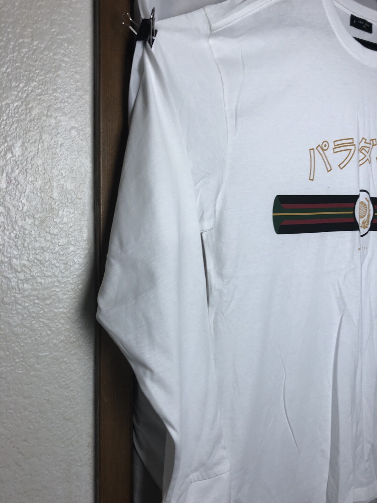 New Look Men Oversized Fit Long Sleeve Symbol Banner Tee medium