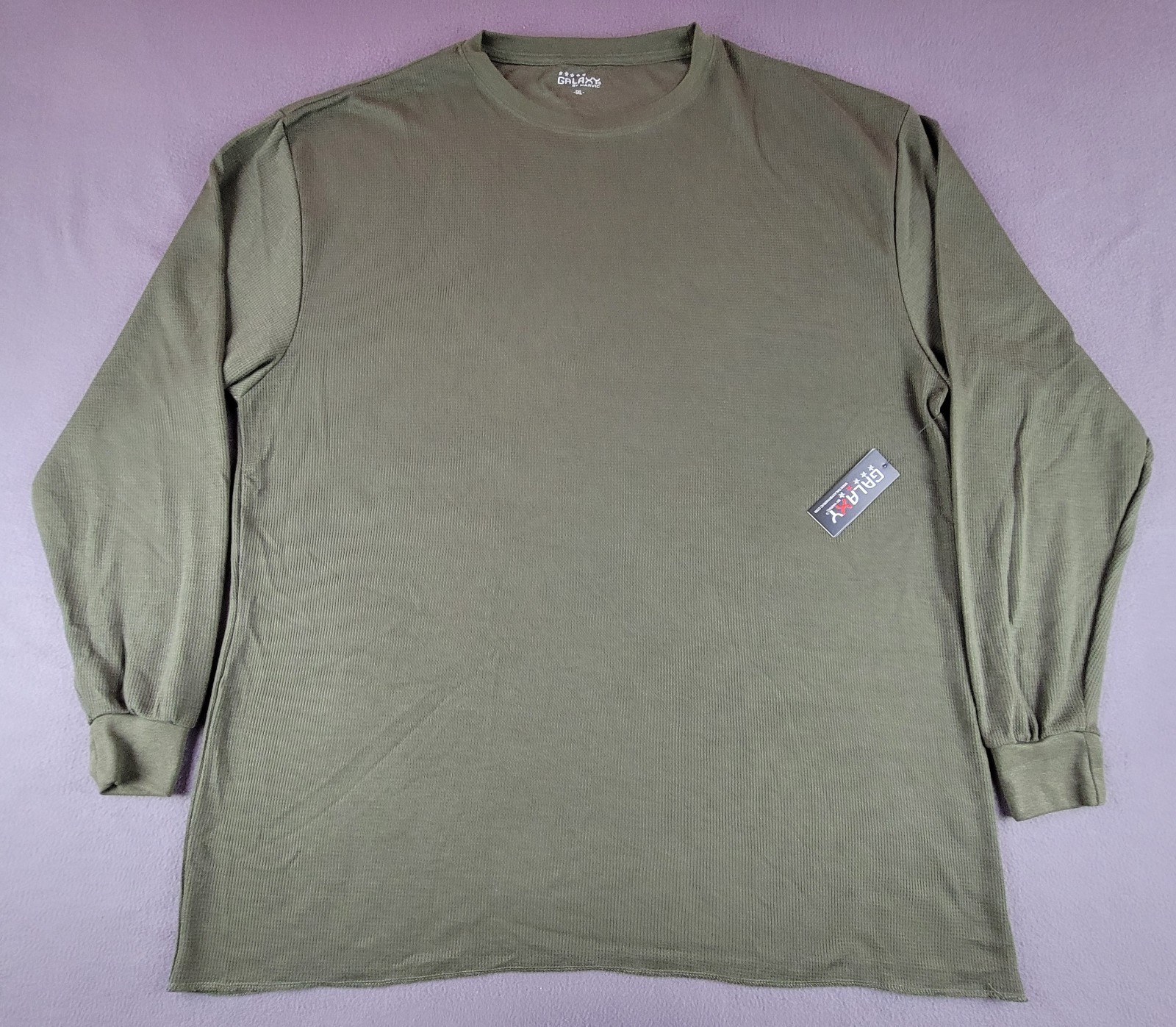 Galaxy Men’s 5XL Green Waffle Thermal T-shirt Long Sleeve Cotton/Polyester