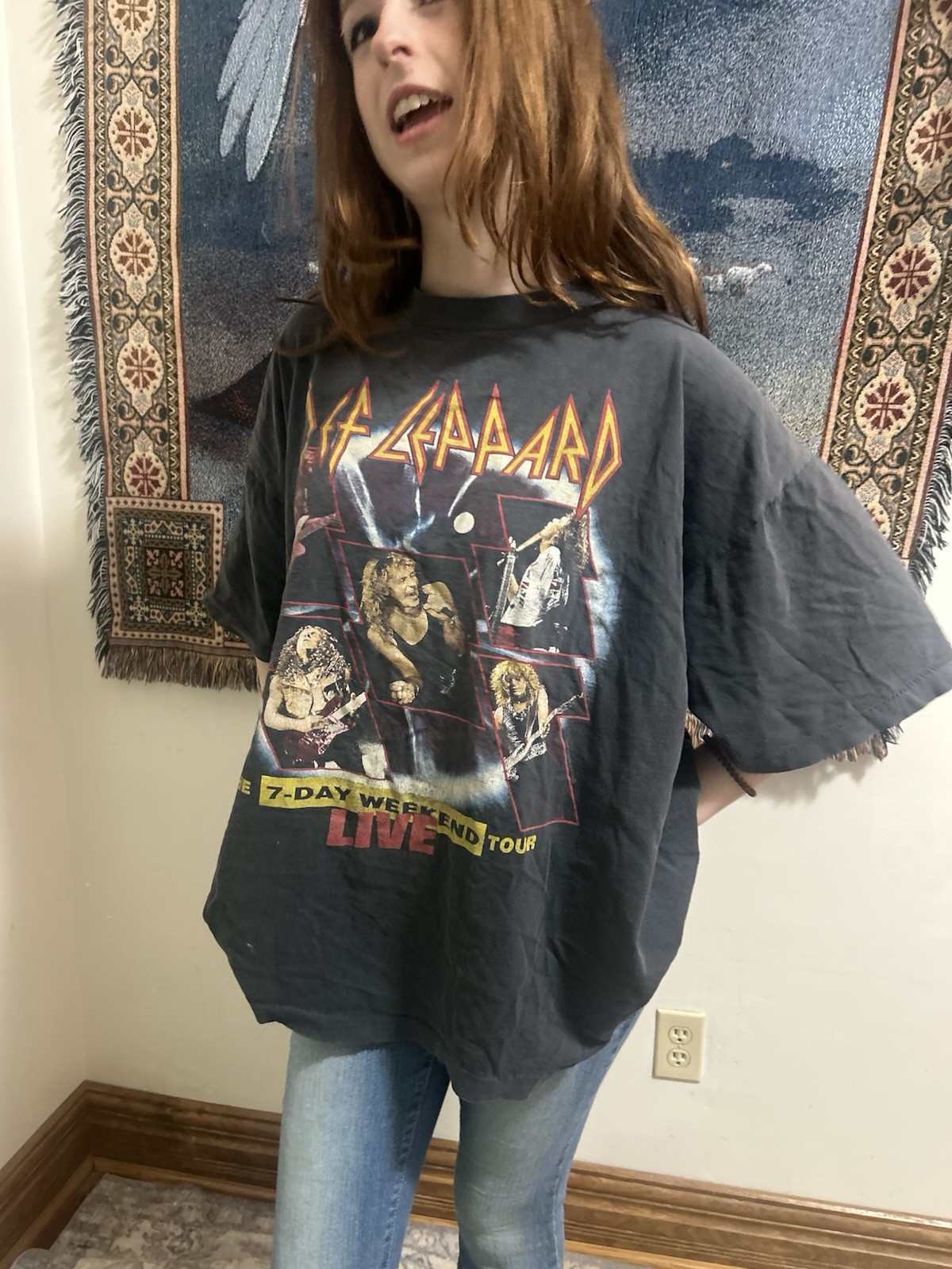 Def Leppard Double-Sided Graphic Print Gray Crew Neck Short Sleeve T-Shirt XL
