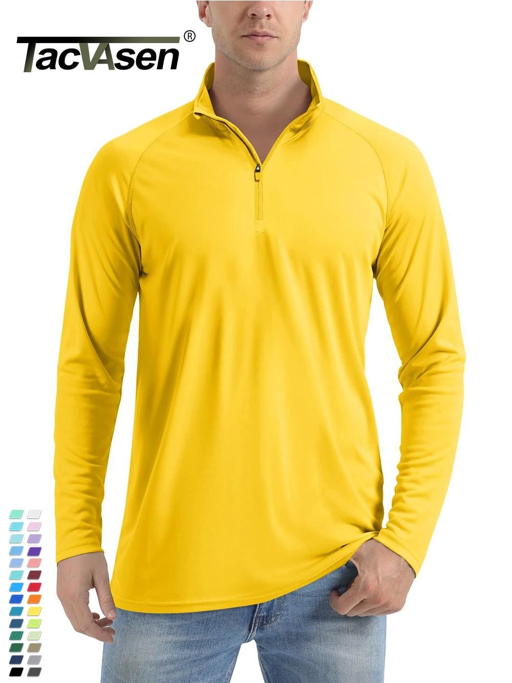 UPF50+ Men’s Sun Protection UV Shirts 1/4 Zip Long Sleeve Performance Golf Tops