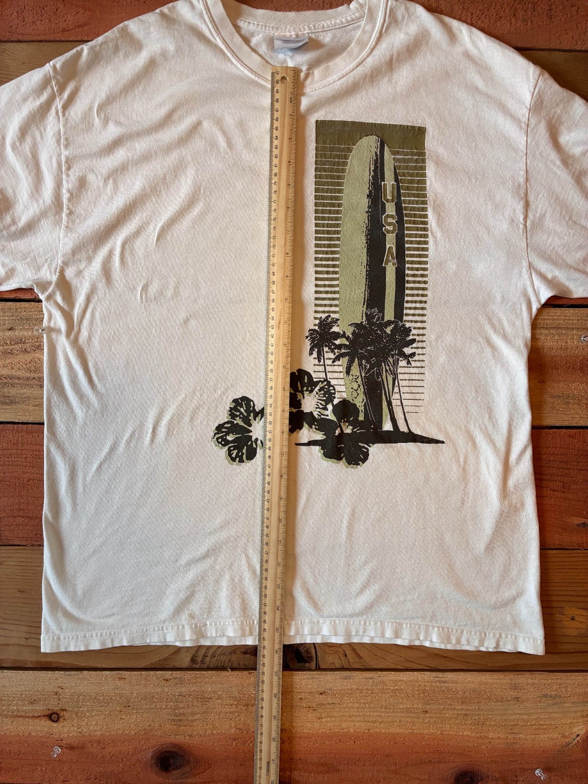 Y2K USA Surf T Shirt XL Hanes Heavyweight Vintage Beach Hawaiian Tee