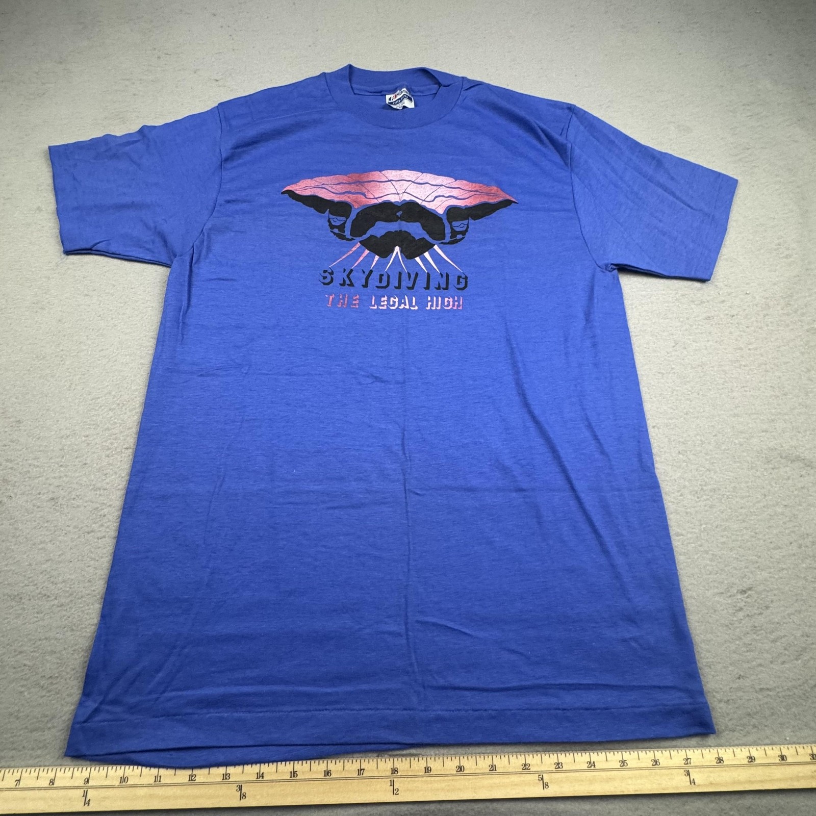 Vintage Skydiving Shirt Mens Large Blue The Legal High Graphic Hanes USA 90s