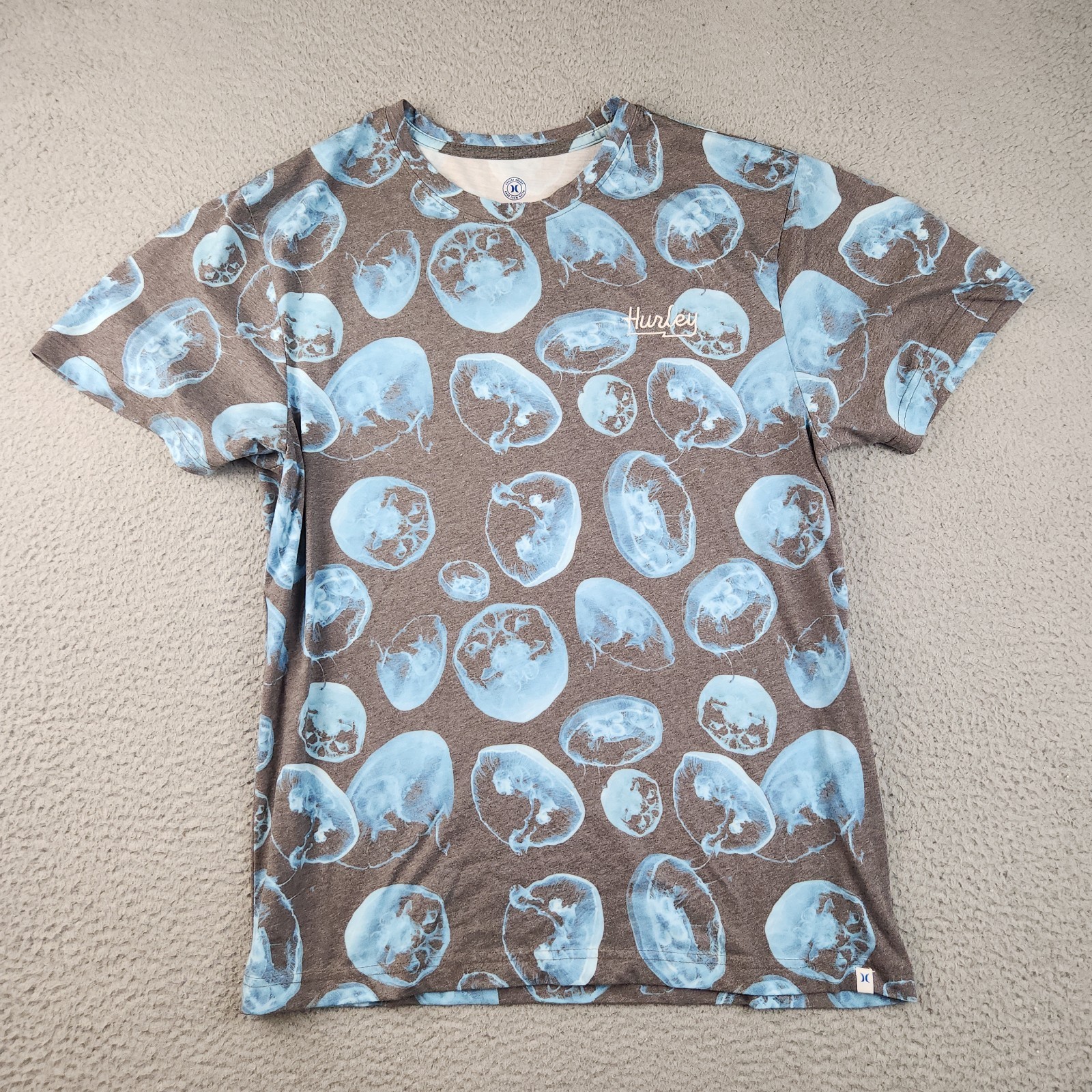 Hurley Jelly Fish Sublimated Shirt All Over Print Ultra Soft Men’s Medium Surf