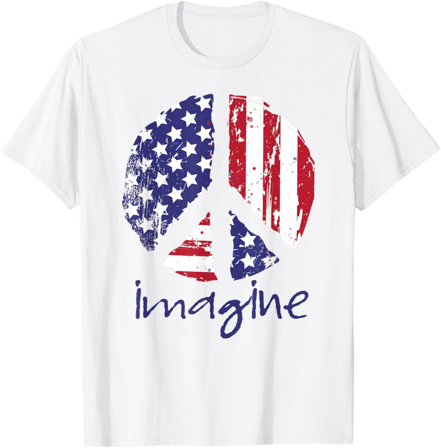 Imagine Peace American Flag USA Peace Sign 4th of July Tee T Shirt
