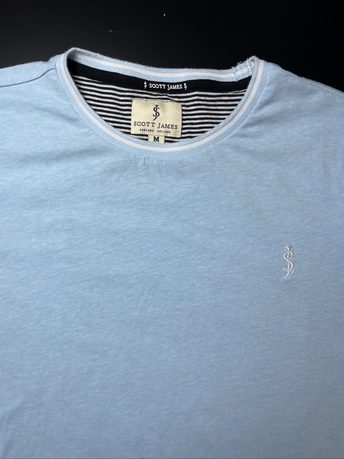 Scott James England Light Blue Short Sleeve T-Shirt Mens Medium