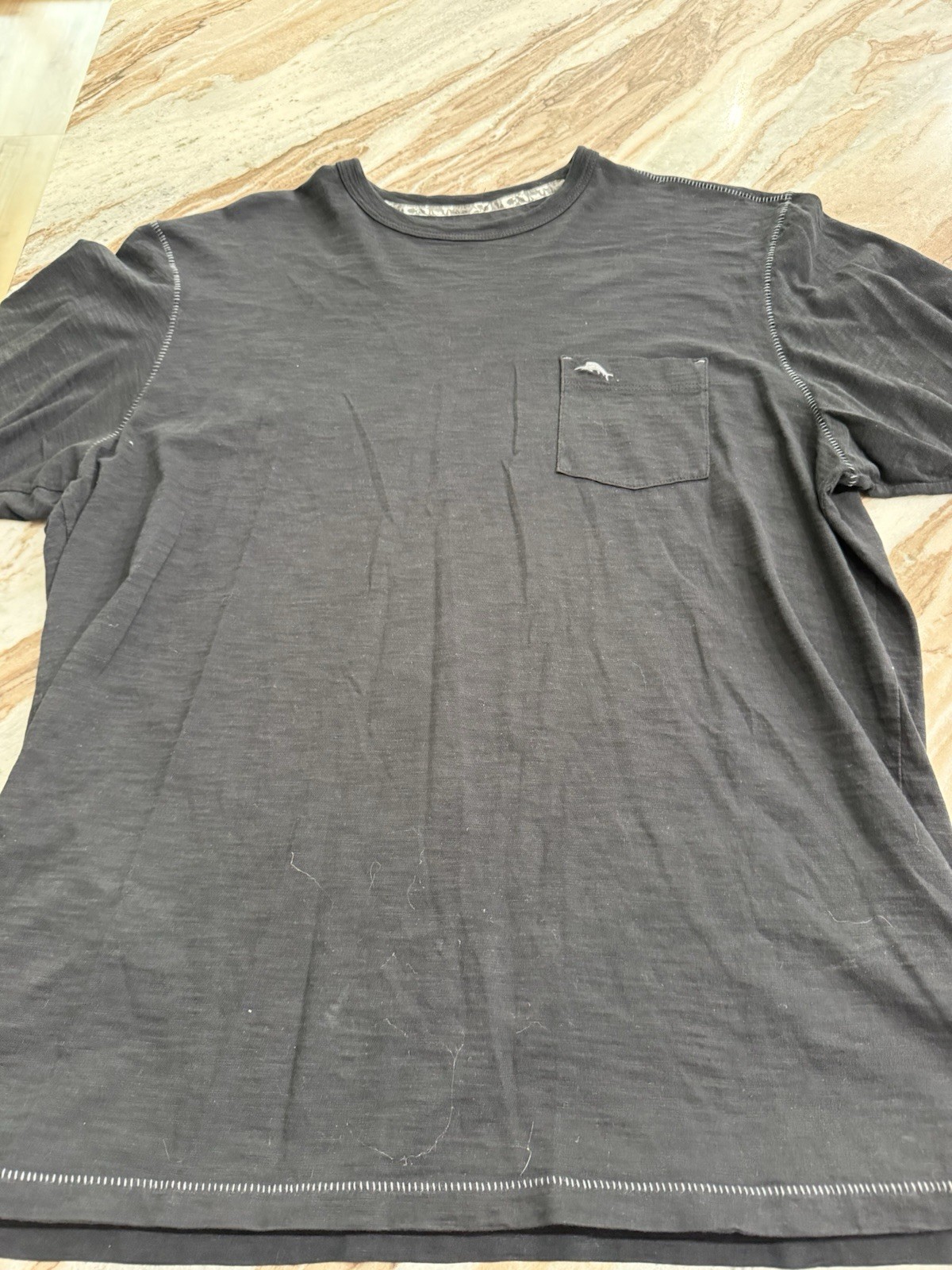 Tommy Bahama Men’s Gray Short Sleeve Crew Neck Cotton Pocket Logo T-Shirt L