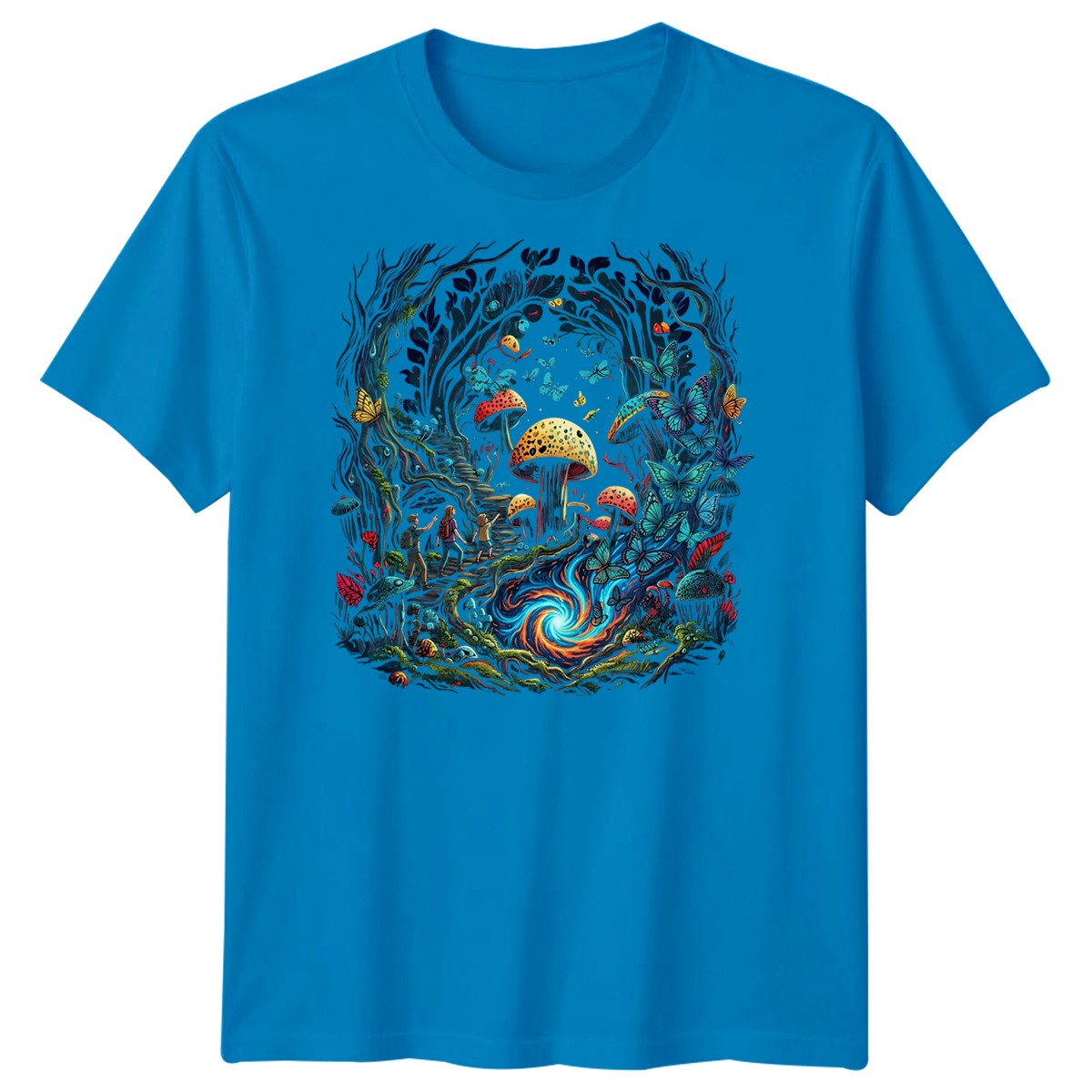 Magic Mushrooms And Butterflies Mens T Shirt Art Psychedelic Vision Tee