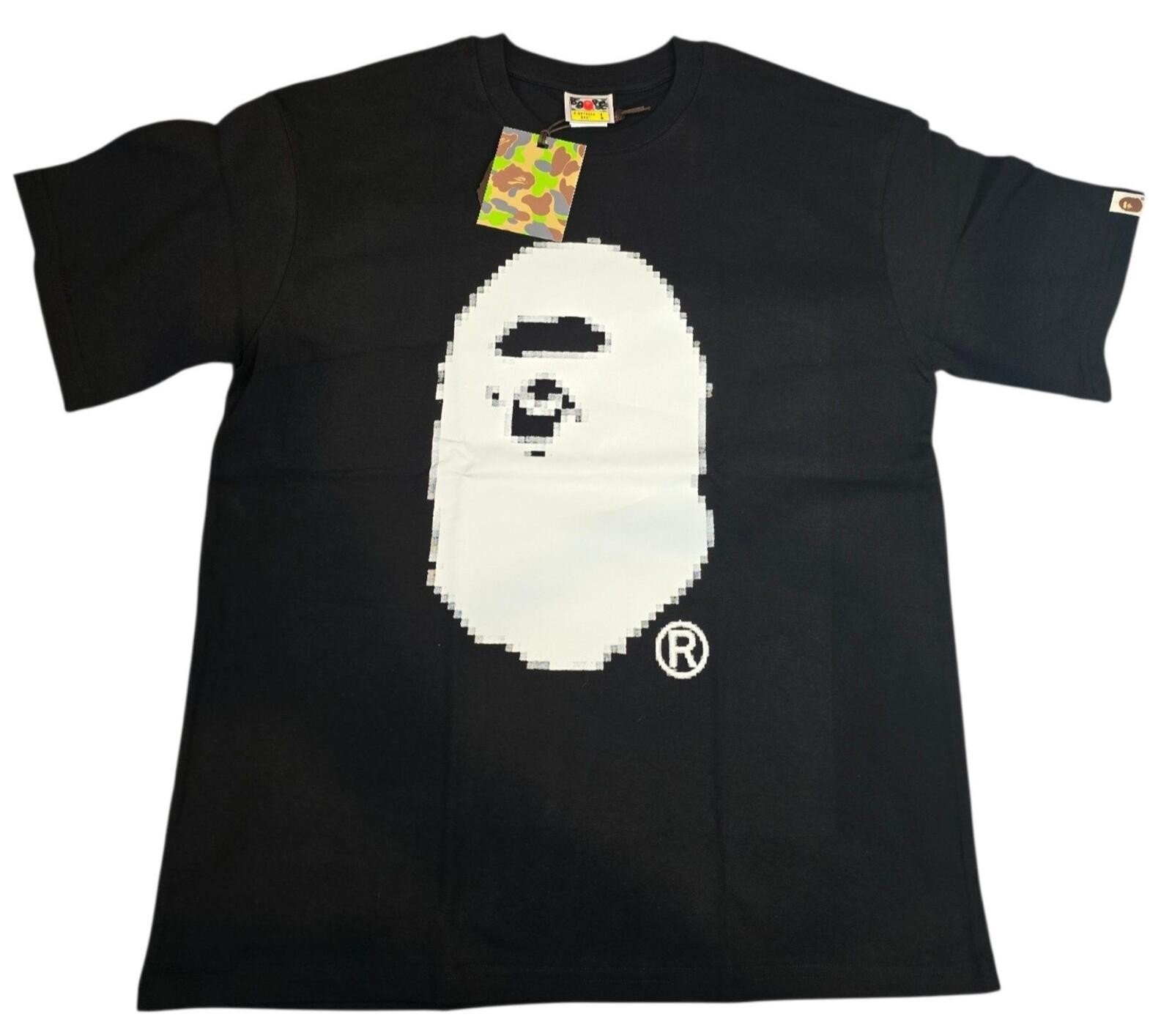 A Bathing Ape Bape Black/ White Ape Head Mens Large T-shirt