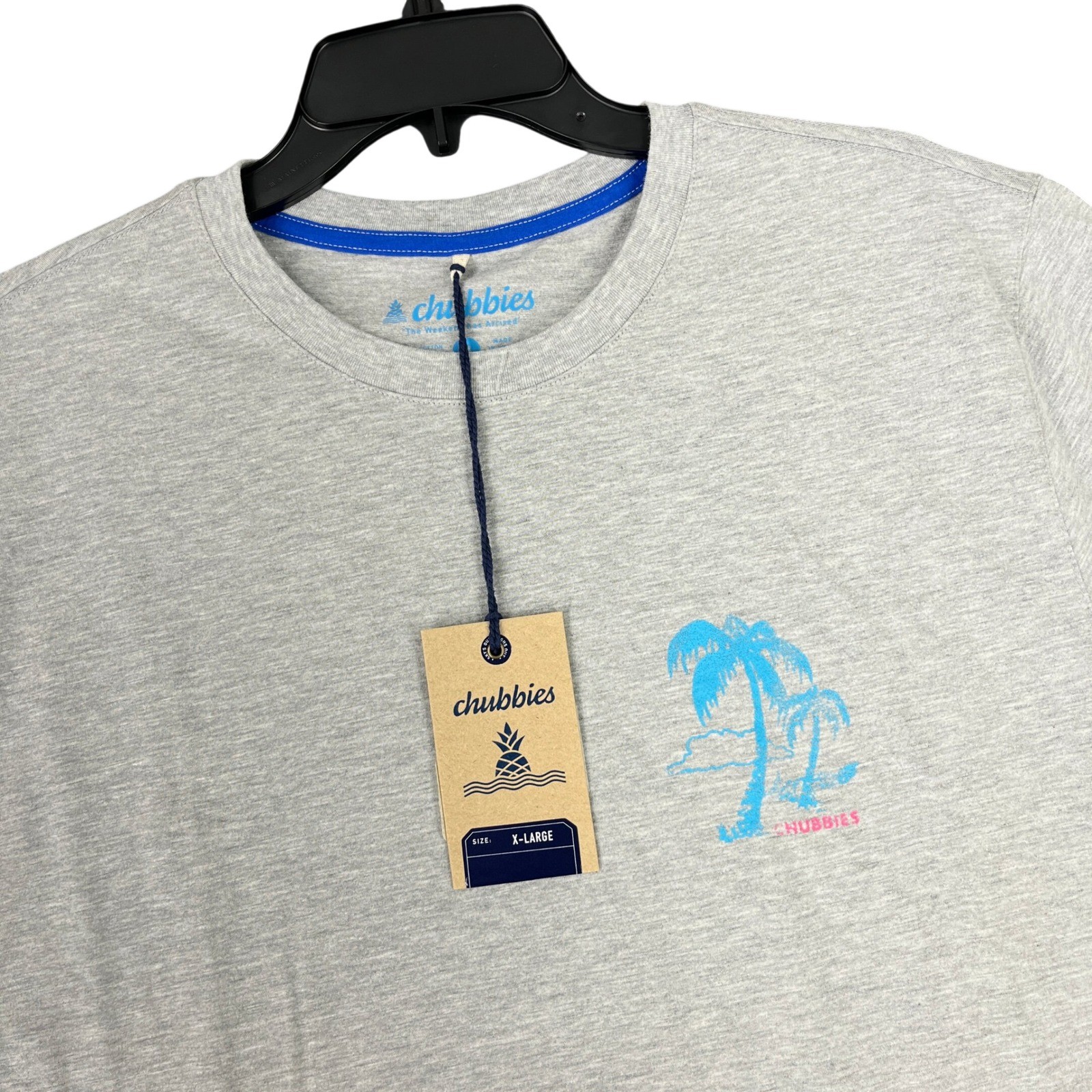Chubbies Mens XL Grey Palm Tree Graphic T Shirt The Weekend Has Arrived