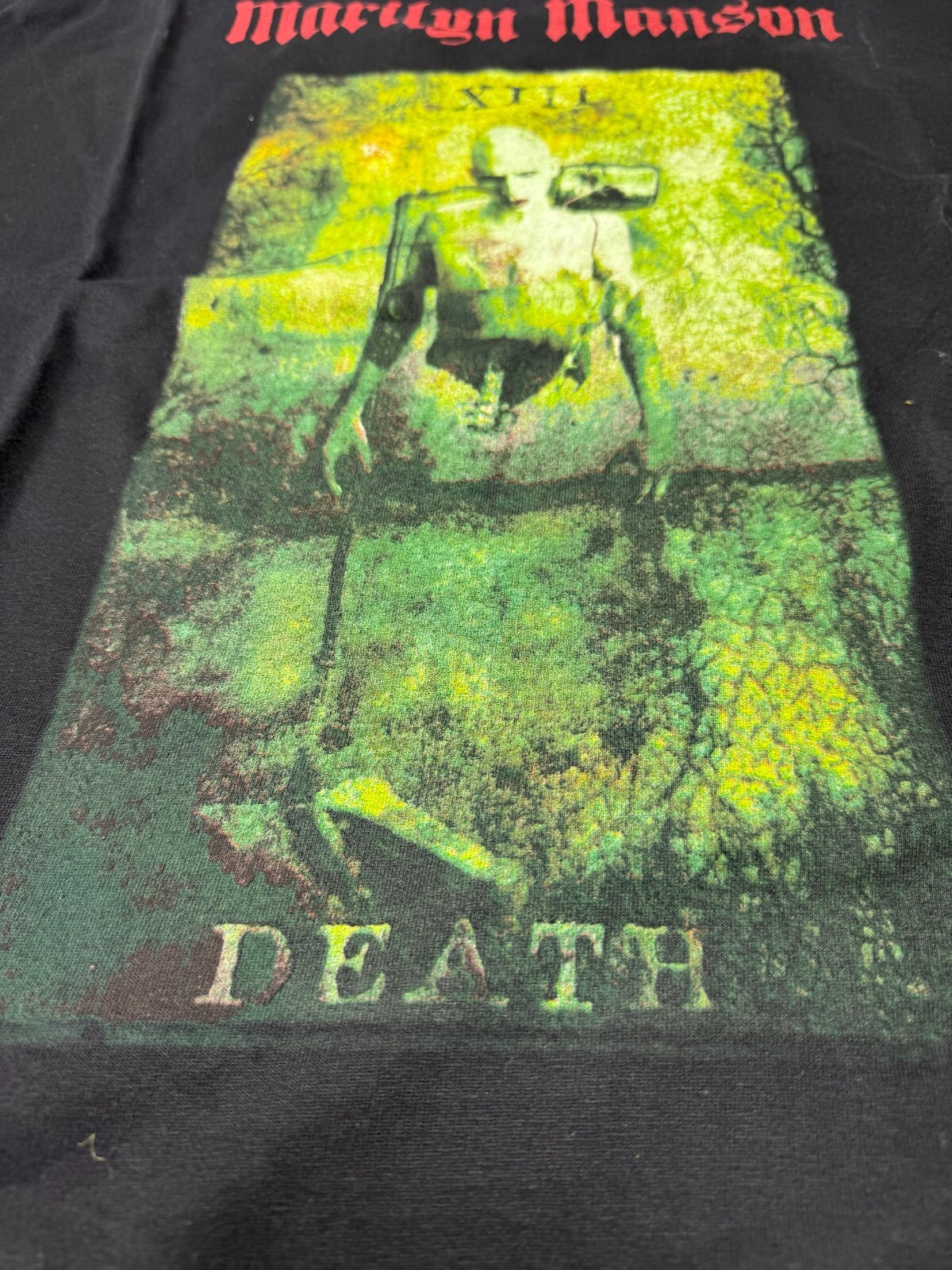 Rare Vintage Merch Marilyn Manson Death Tarot Card 2000 Cotton BG Shirt Size XL