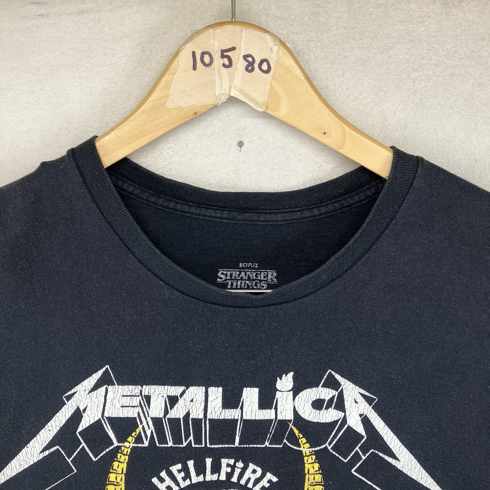 Stranger Things X Metallica Size M 100% Cotton Black Shirt Hellfire Club