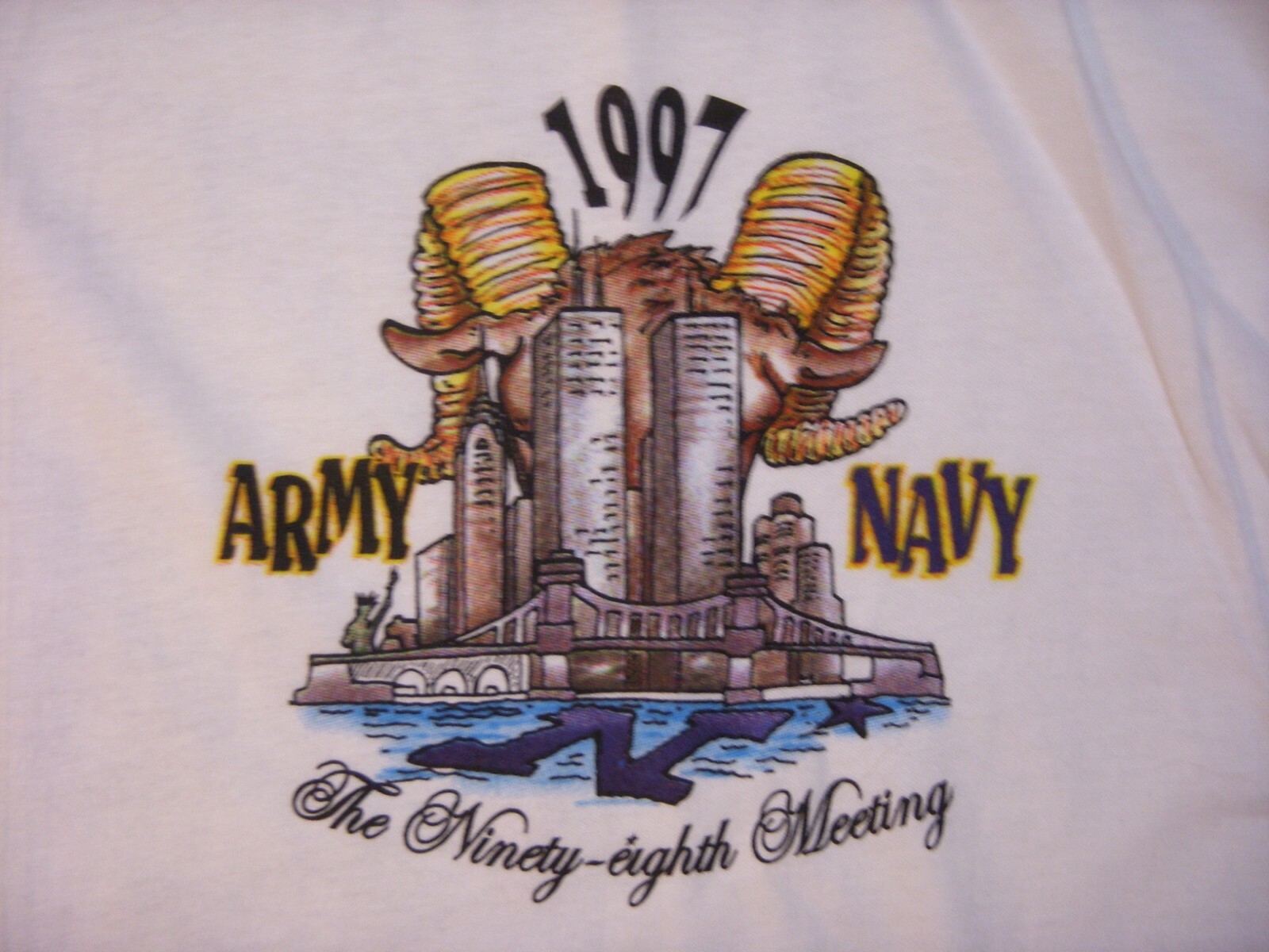 ARMY NAVY CLASSIC 1997 SOUVENIR T SHIRT WHITE WITH LOGO FRONT & BACK