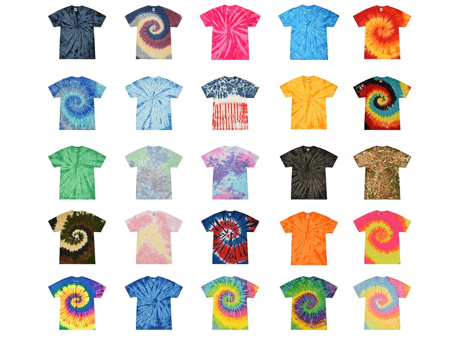 Tie Dye T-Shirts Multi-Color Adult Size 4XL – 5XL 100% Cotton Colortone