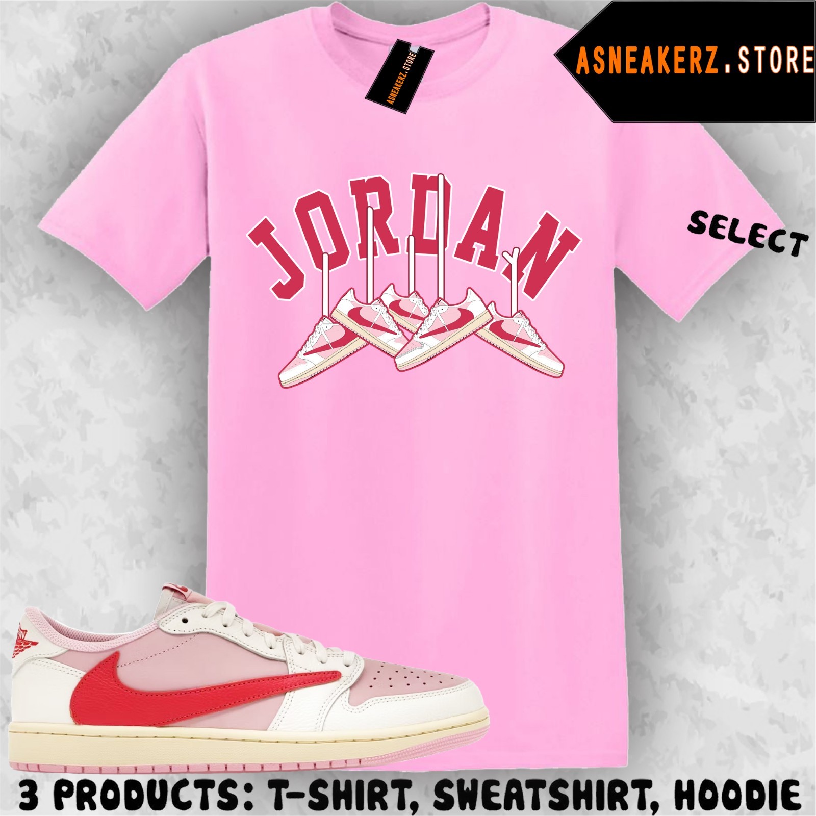 Shirt Matching Travis Scott AJ 1 Low Tropical Pink Match Sneaker Shoe Hanging 1s