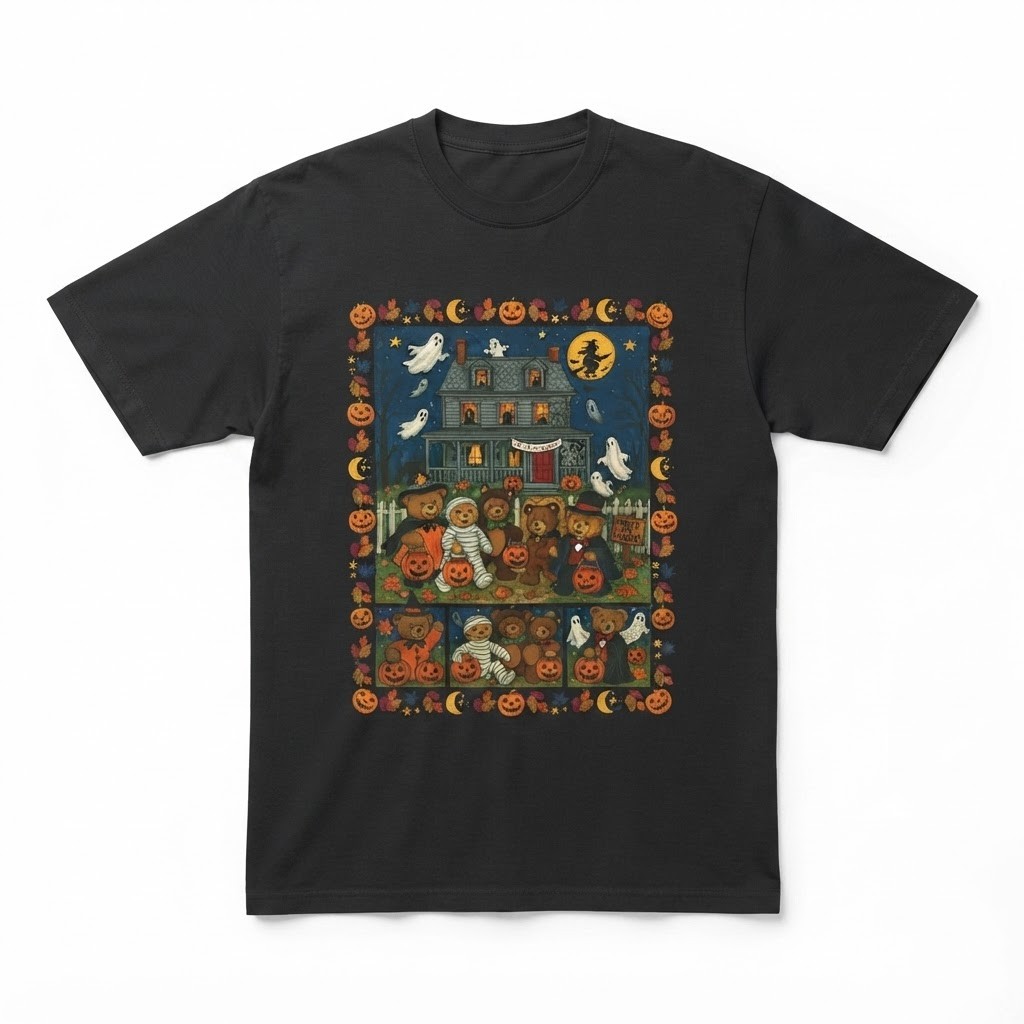 Vintage Halloween Tee | Spooky Grandmacore Bear Halloween T-Shirt