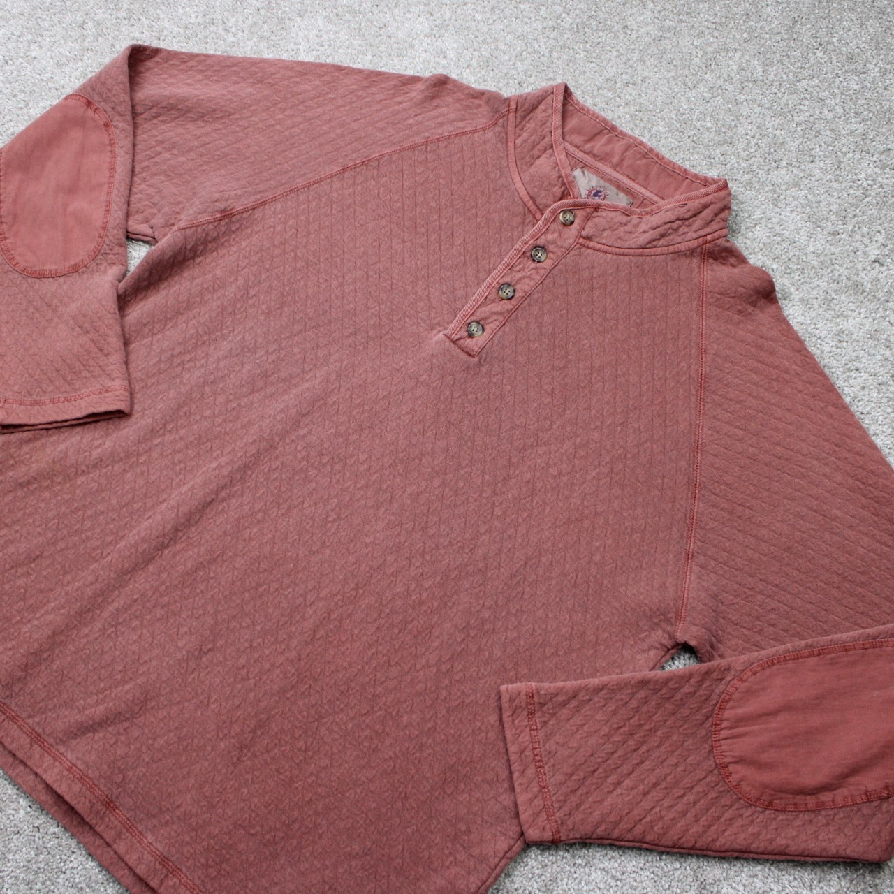 The Territory Ahead Shirt Mens XL Red Quilted Cotton/Poly Elbow Pads Long Sleeve
