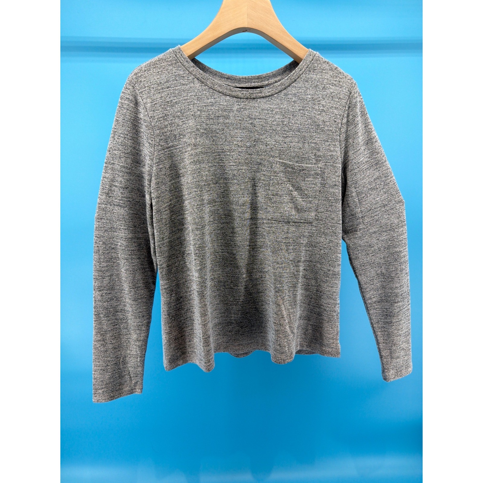 Banana Republic Luxespun Long Sleeve Pocket Tee Heathered Grey Mens Medium